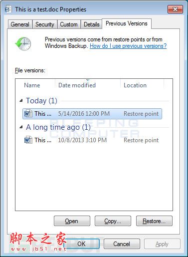 如何使用Windows卷影拷贝服务恢复文件和文件夹