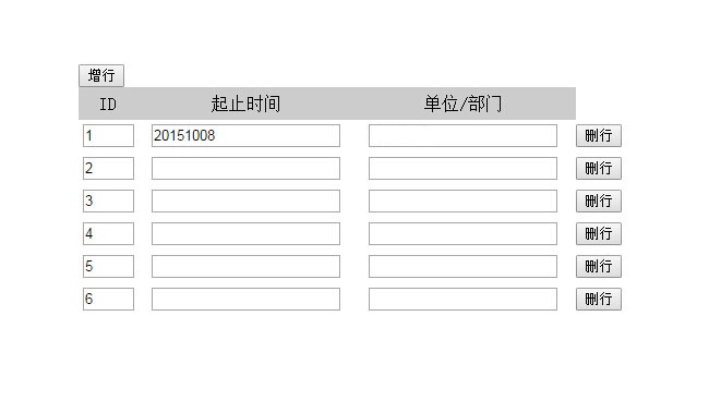 jquery动态增加删减表格行特效