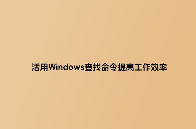 活用Windows查找命令提高工作效率